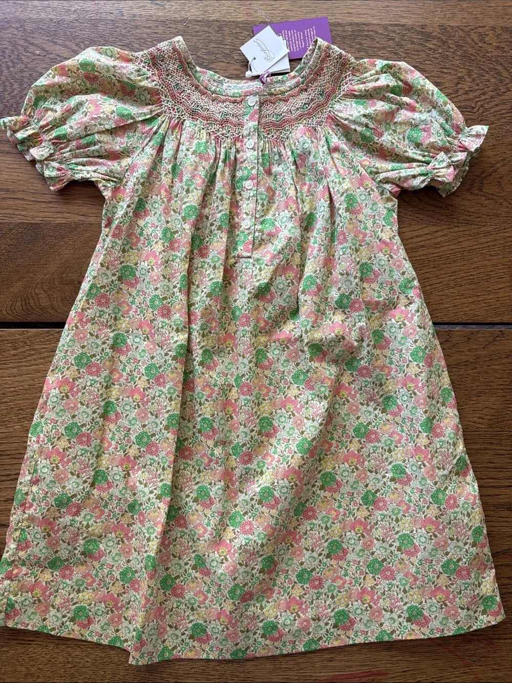 Bonpoint Girls Jarah Smocked Rose Pale Liberty Art Floral Dress Doen Style